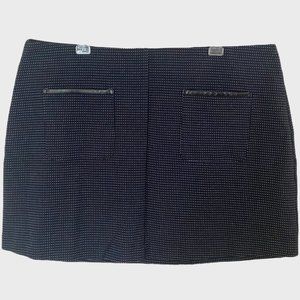 Elle Micro Polka Dot Print Mini Skirt Women's Size XL Black Faux Leather Trim